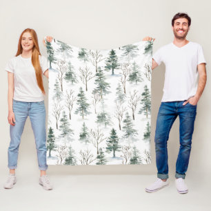 Sneeuwrijke winterbomen Kerstpatroon Fleece Deken