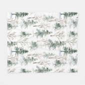 Sneeuwrijke winterbomen Kerstpatroon Fleece Deken (Voorkant (Horizontaal))
