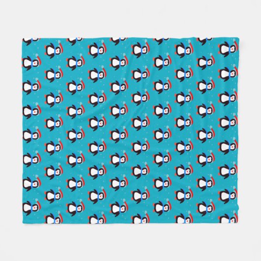 Sneeuwrijke winterpinguïn fleece deken (Voorkant (Horizontaal))