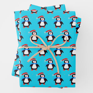 Sneeuwrijke winterpinguïn inpakpapier vel