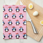 Sneeuwrijke winterpinguïn theedoek (Quarter Fold)