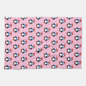 Sneeuwrijke winterpinguïn theedoek (Horizontaal)