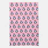 Sneeuwrijke winterpinguïn theedoek (Verticaal)