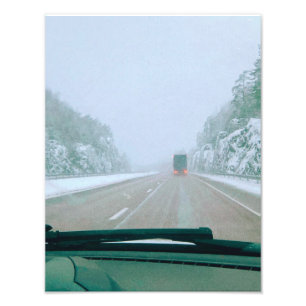Sneeuwrijke Zweedse Wegreis Foto Afdruk