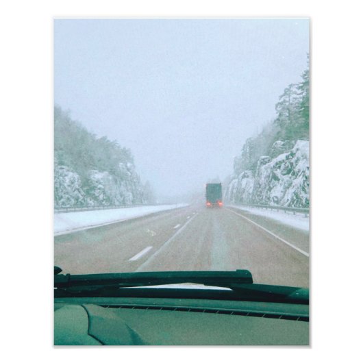 Sneeuwrijke Zweedse Wegreis Foto Afdruk (Voorkant)