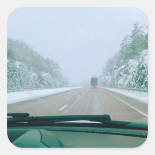 Sneeuwrijke Zweedse Wegreis Vierkante Sticker