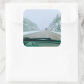 Sneeuwrijke Zweedse Wegreis Vierkante Sticker (Tas)