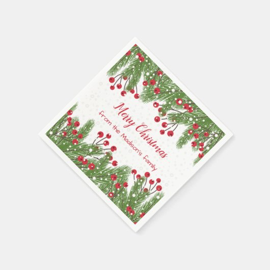 Sneeuwrode bessen, dennenkerst servetten (Hoek)