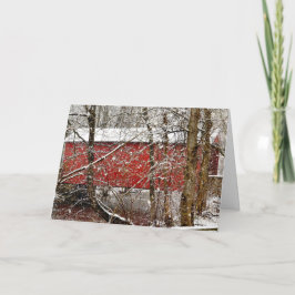 Sneeuwrood Ashland Overdekte Brug in Delaware Bedankkaart