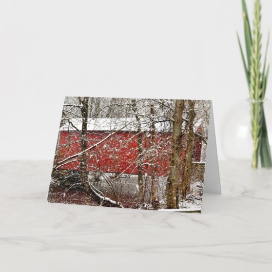 Sneeuwrood Ashland Overdekte Brug in Delaware Bedankkaart (Voorkant)