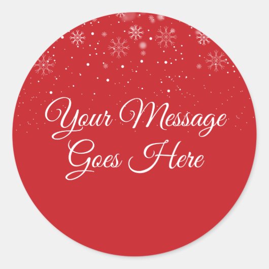 Sneeuwrood gepersonaliseerd kerstbericht ronde sticker (Voorkant)