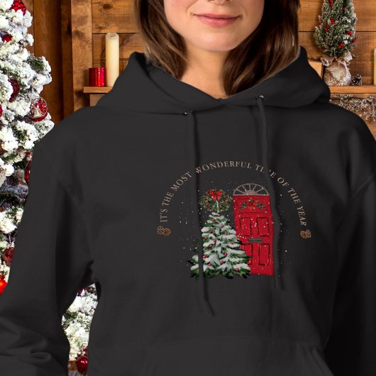 Sneeuwrood Groen Waterverf Schattigee Kerstboom Hoodie