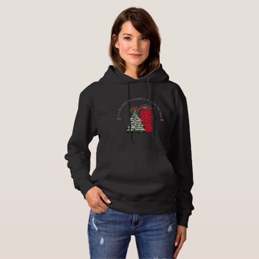 Sneeuwrood Groen Waterverf Schattigee Kerstboom Hoodie (Voorkant volledig)