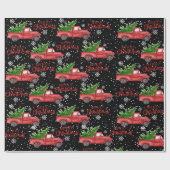 Sneeuwrood Vrachtwagen Vrolijk Kerstfeest Cadeaupapier (Vlak)