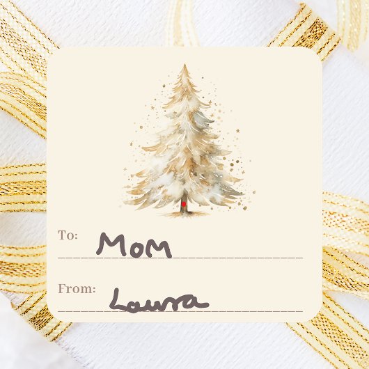 Sneeuwroom van boom tot kerst vierkante sticker