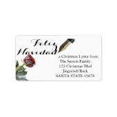 Sneeuwroos Feliz Navidad Letter Etiket (Voorkant)