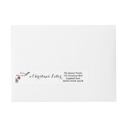 Sneeuwroos Feliz Navidad Letter Omwikkelbaar Adreslabel (Voorkant)