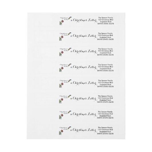 Sneeuwroos kerstbrief omwikkelbaar adreslabel (Vel)