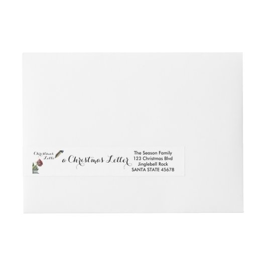 Sneeuwroos kerstbrief omwikkelbaar adreslabel (Voorkant)