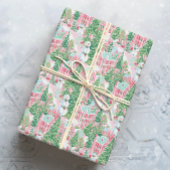 Sneeuwroze en groene kerststad cadeaupapier