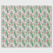Sneeuwroze en groene kerststad cadeaupapier (Vlak)