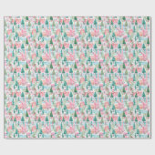 Sneeuwroze kerststad cadeaupapier (Vlak)