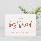 Sneeuwroze naar mijn beste vriendin trouwdag kaart (Staand voorkant)