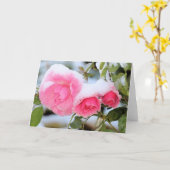 Sneeuwroze roze rozen kaart (Gele Bloem)