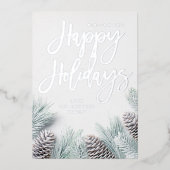 Sneeuwrug en Prettige feestdagen Folie Uitnodiging (Voorkant)