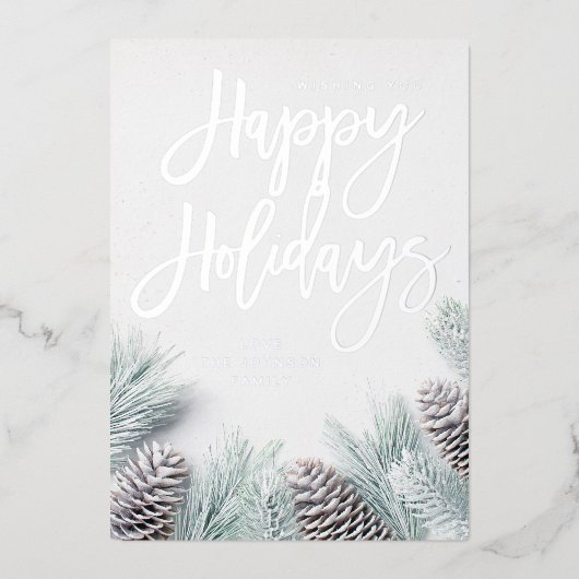 Sneeuwrug en Prettige feestdagen Folie Uitnodiging (Voorkant)
