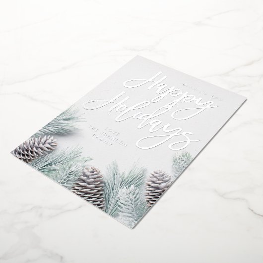 Sneeuwrug en Prettige feestdagen Folie Uitnodiging (Gedraaid)