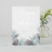 Sneeuwrug en Prettige feestdagen Folie Uitnodiging (Staand Voorkant)