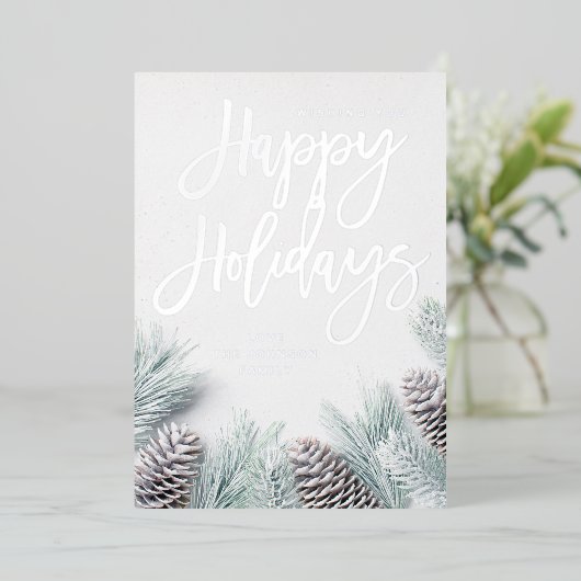 Sneeuwrug en Prettige feestdagen Folie Uitnodiging (Staand Voorkant)