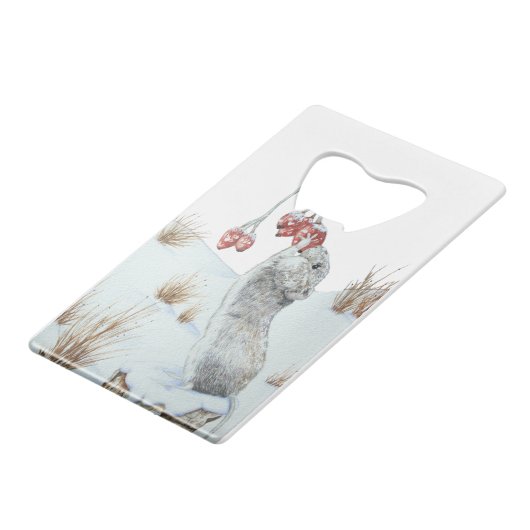 sneeuwscand in het wild afbeelding van een schatti creditkaart flessenopener (Voorkant Gekanteld)