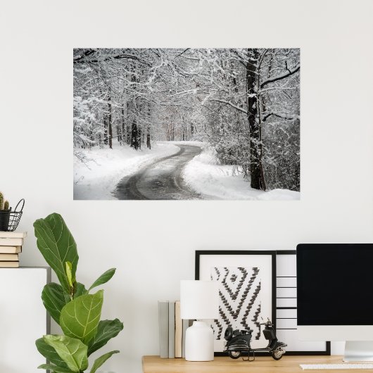 Sneeuwscène Art Print Poster (Thuiskantoor)