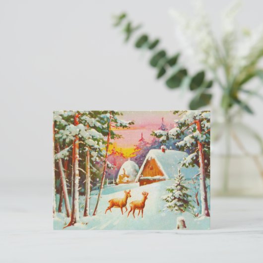 sneeuwscène briefkaart (Staand voorkant)