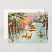 sneeuwscène briefkaart (Voorkant / Achterkant)