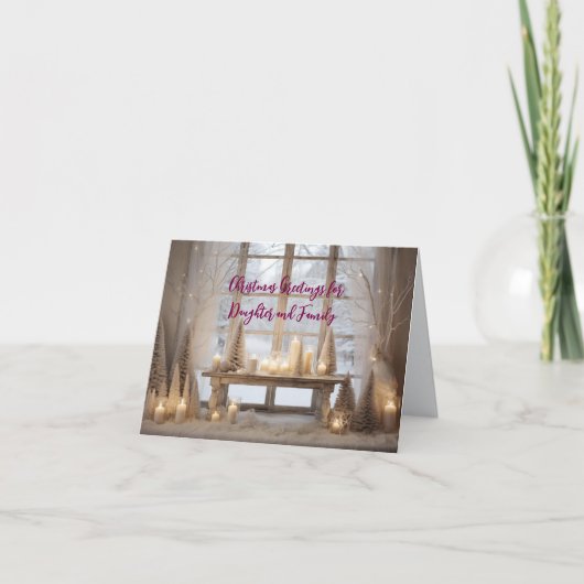 SNEEUWSCENE DOCHTER N FAMILIE KERST KAART (Voorkant)