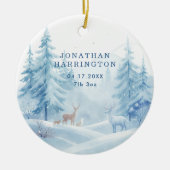 Sneeuwscène eerste kerst Baby foto Keramisch Ornament (Voorkant)