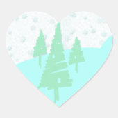 Sneeuwscène en -bomen die netjes met elkaar verbin hart sticker (Voorkant)