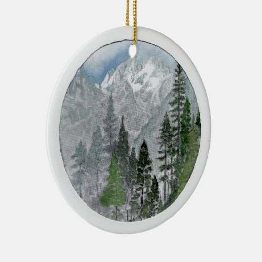 Sneeuwscène in de Ornament-berg Keramisch Ornament (Rechts)