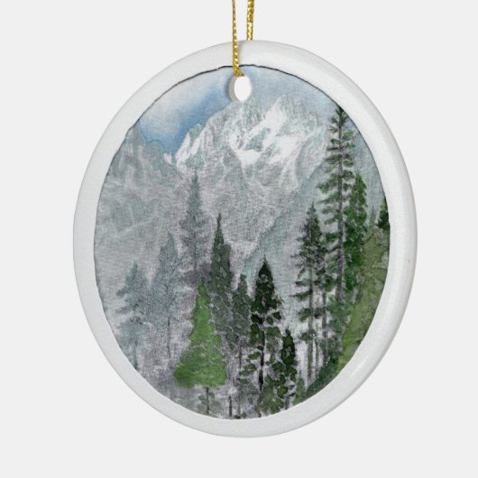 Sneeuwscène in de Ornament-berg Keramisch Ornament (Links)