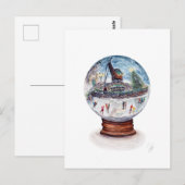 Sneeuwscène in Wereldbol onder het kraan Briefkaart (Voorkant / Achterkant)