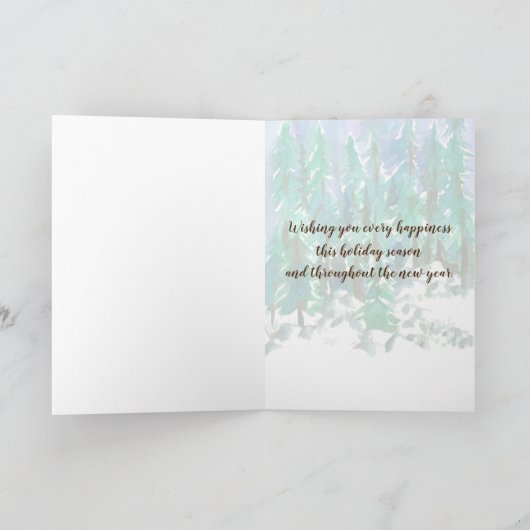 Sneeuwscène in winterbossen feestdagen kaart (Binnen)