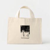 sneeuwscène in zwarte en witte sneeuwscooters voor mini tote bag (Voorkant)