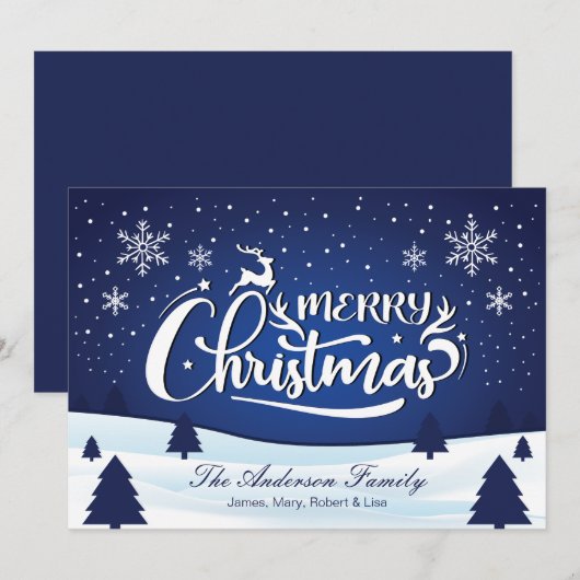 Sneeuwscène kerstKaart (Voorkant / Achterkant)