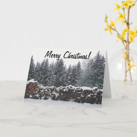 Sneeuwscène Kerstmis Kaart (Gele Bloem)