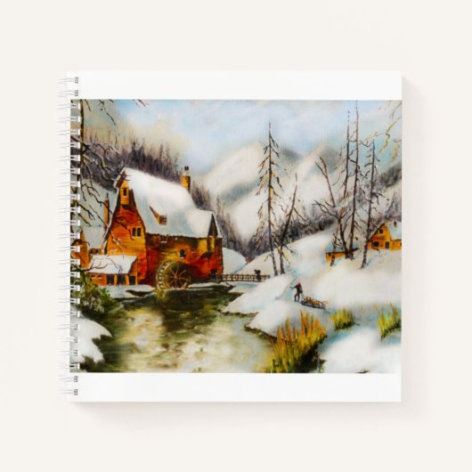 Sneeuwscène kunst notitieboek (Voorkant)