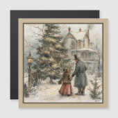 Sneeuwscène magnetische Kaart (Voorkant / Achterkant)