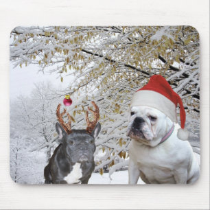 Sneeuwscène met bulldog muismat